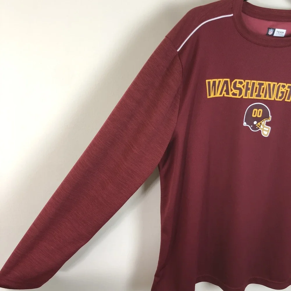 Washington Football Team NFL Long Sleeve Burgandy Dri Fit Shirt Size XL Burgundy